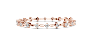 Front-View: Round Cut Diamond Tennis Bracelet with Prong Setting in 14k Rose Gold - Lab Grown - Driona Jewels