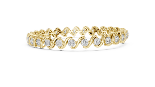 Front View: Round Cut Diamond Tennis Bracelet with Prong Setting in 14k Yellow Gold - Lab Grown - Driona Jewels