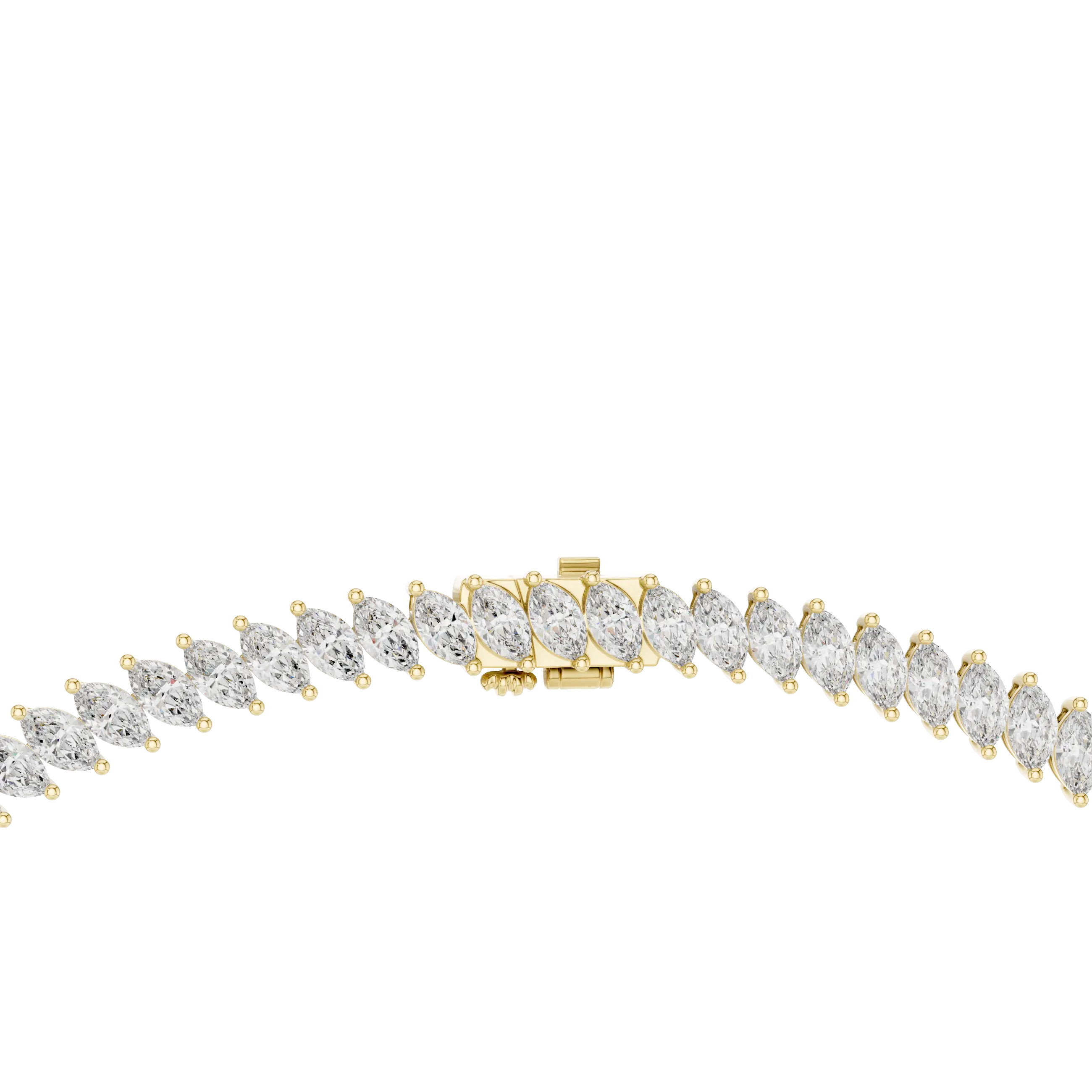 Front View: Round Cut Diamond Tennis Bracelet with Prong Setting in 14k Yellow Gold - Lab Grown - Driona Jewels