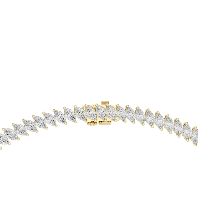 Front View: Round Cut Diamond Tennis Bracelet with Prong Setting in 14k Yellow Gold - Lab Grown - Driona Jewels