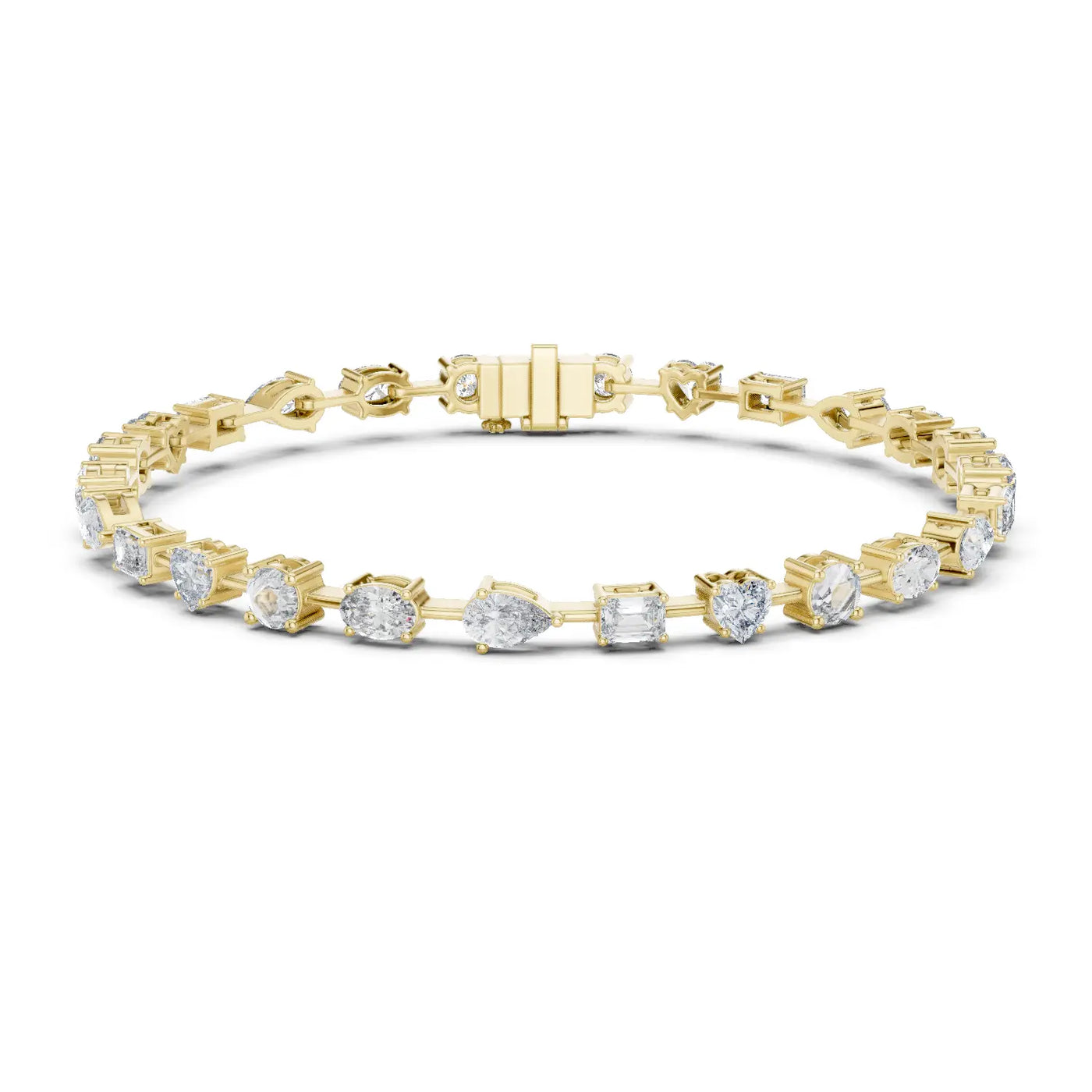 Front View: Round Cut Diamond Tennis Bracelet with Prong Setting in 14k Yellow Gold - Lab Grown - Driona Jewels