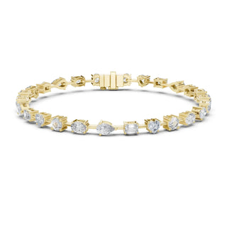 Front View: Round Cut Diamond Tennis Bracelet with Prong Setting in 14k Yellow Gold - Lab Grown - Driona Jewels