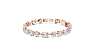 Front View: Emerald Cut Diamond Tennis Bracelet with Prong Setting in 14k Rose Gold - Lab Grown - Driona Jewels