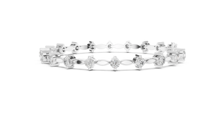 Front-view: Marquise Diamond Tennis Bracelet with Prong Setting in 14k White Gold - Lab Grown - Driona Jewels