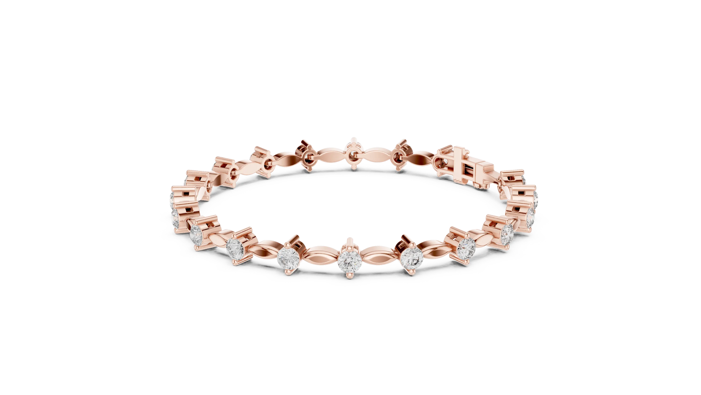Front View: Pear Cut Diamond Tennis Bracelet with Prong Setting in 14k Rose Gold - Lab Grown - Driona Jewels
