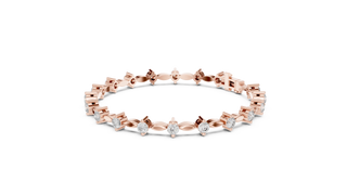 Front View: Pear Cut Diamond Tennis Bracelet with Prong Setting in 14k Rose Gold - Lab Grown - Driona Jewels