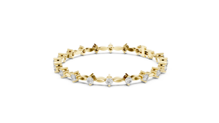 Front View: Pear Cut Diamond Tennis Bracelet with Prong Setting in 14k Yellow Gold - Lab Grown - Driona Jewels