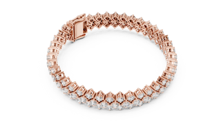 Flat Lay: Round Diamond Tennis Bracelet with Prong Setting in 14k Rose Gold - Lab Grown - Driona Jewels