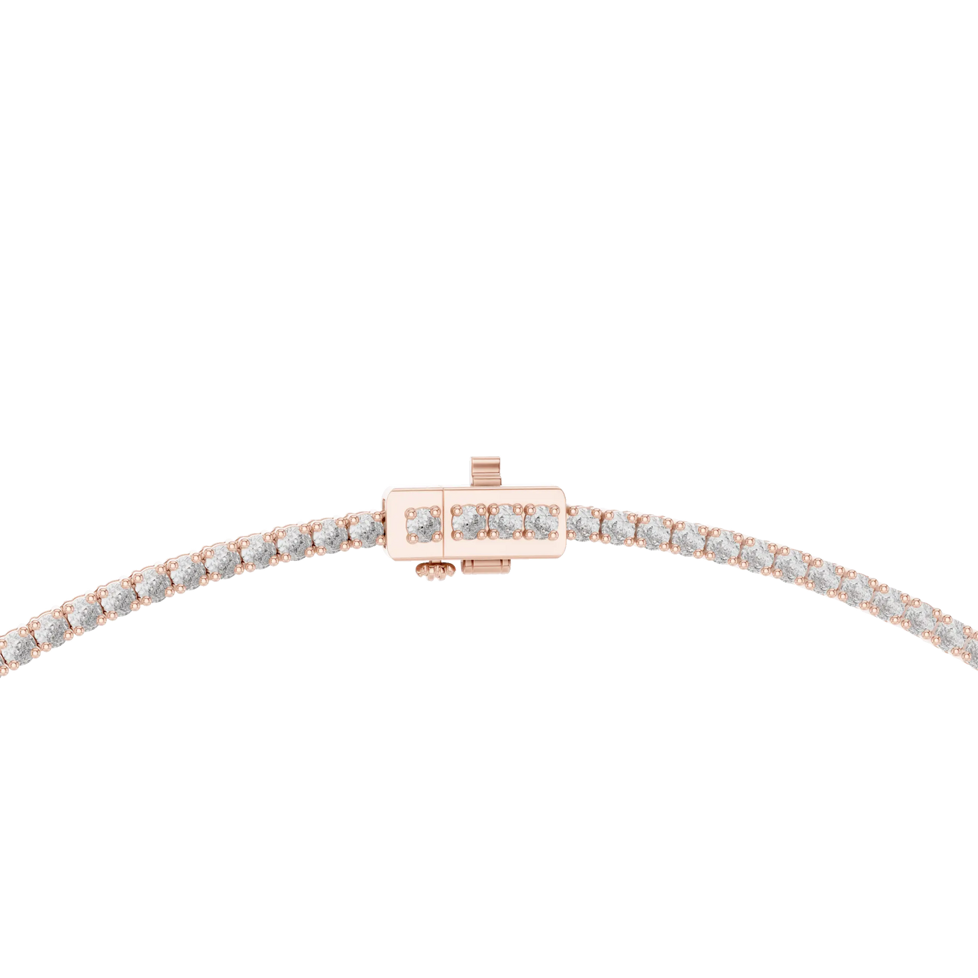 Flat Lay: Round Diamond Tennis Bracelet with Prong Setting in 14k Rose Gold - Lab Grown - Driona Jewels