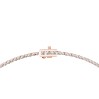 Flat Lay: Round Diamond Tennis Bracelet with Prong Setting in 14k Rose Gold - Lab Grown - Driona Jewels