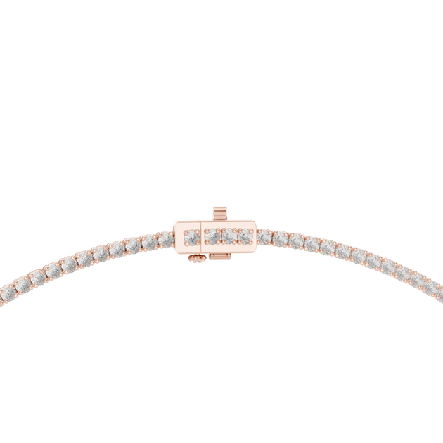 Flat Lay: Round Diamond Tennis Bracelet with Prong Setting in 14k Rose Gold - Lab Grown - Driona Jewels