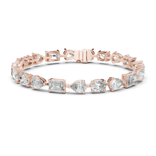 Front View: Round Diamond Tennis Bracelet with Prong Setting in 14k Rose Gold - Lab Grown - Driona Jewels