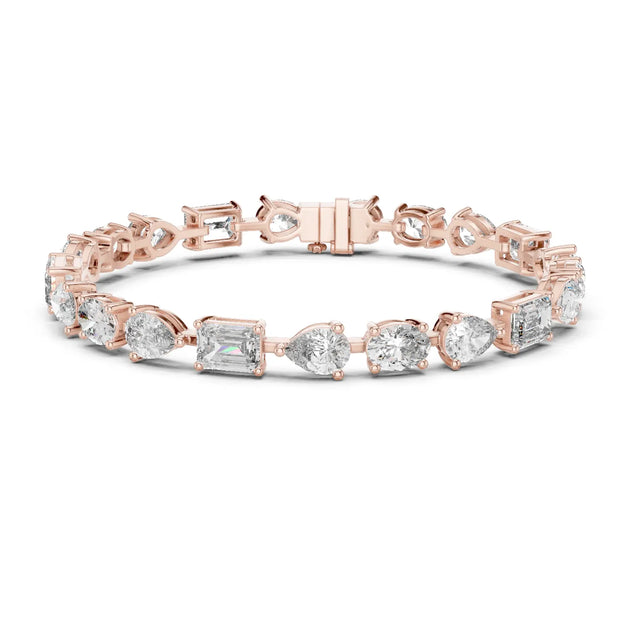 Front View: Round Diamond Tennis Bracelet with Prong Setting in 14k Rose Gold - Lab Grown - Driona Jewels