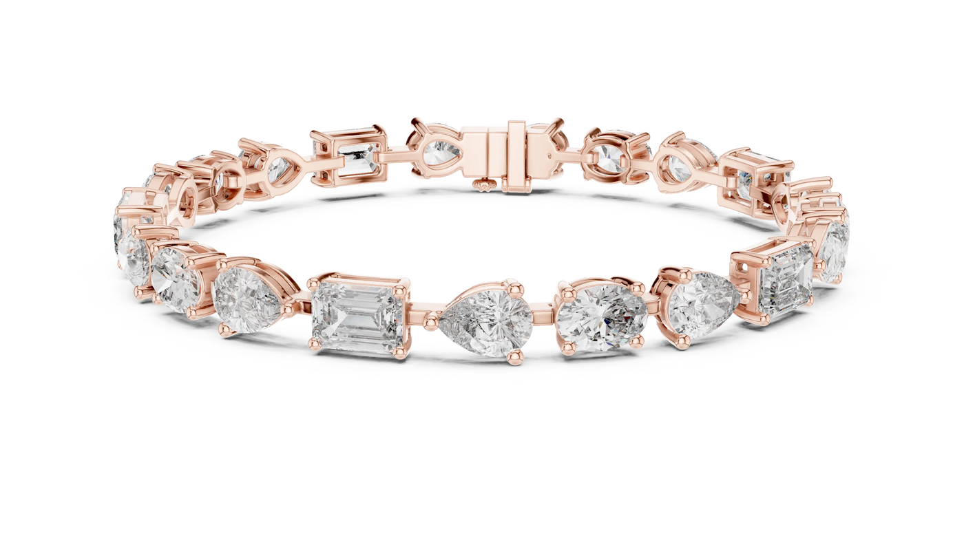 Front View: Round Diamond Tennis Bracelet with Prong Setting in 14k Rose Gold - Lab Grown - Driona Jewels