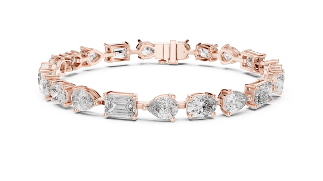 Front View: Round Diamond Tennis Bracelet with Prong Setting in 14k Rose Gold - Lab Grown - Driona Jewels