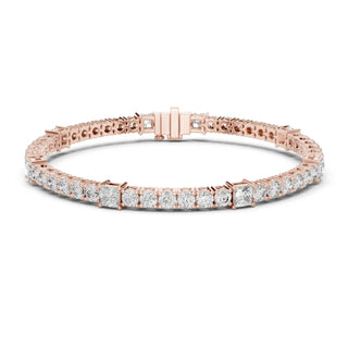 Front View: Emerald Diamond Tennis Bracelet with Prong Setting in 14k Rose Gold - Lab Grown - Driona Jewels
