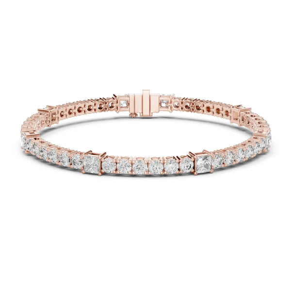 Front View: Emerald Diamond Tennis Bracelet with Prong Setting in 14k Rose Gold - Lab Grown - Driona Jewels