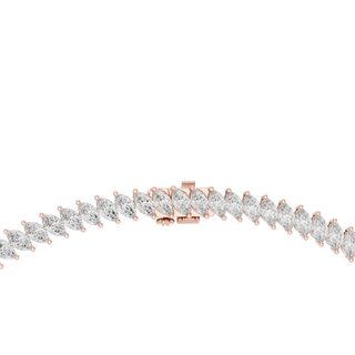 Top View: Marquise Diamond Tennis Bracelet with Prong Setting in 14k Rose Gold - Lab Grown - Driona Jewels