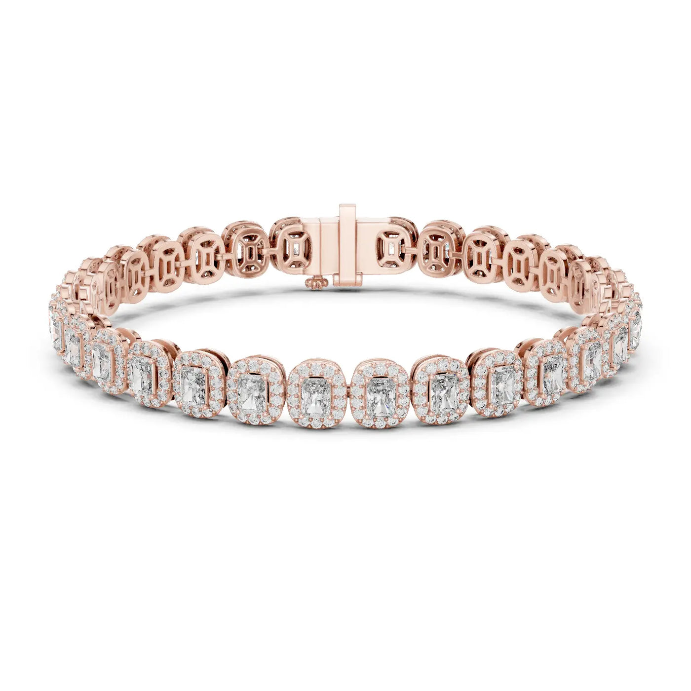 Front View: Oval Diamond Tennis Bracelet with Prong Setting in 14k Rose Gold - Lab Grown - Driona Jewels