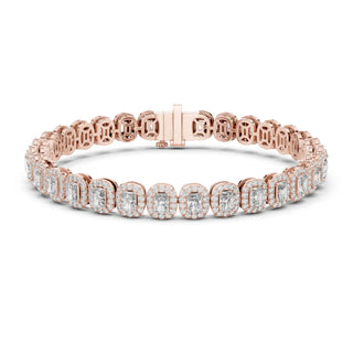 Front View: Oval Diamond Tennis Bracelet with Prong Setting in 14k Rose Gold - Lab Grown - Driona Jewels