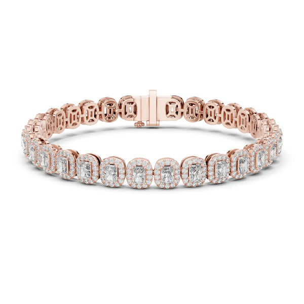 Front View: Oval Diamond Tennis Bracelet with Prong Setting in 14k Rose Gold - Lab Grown - Driona Jewels
