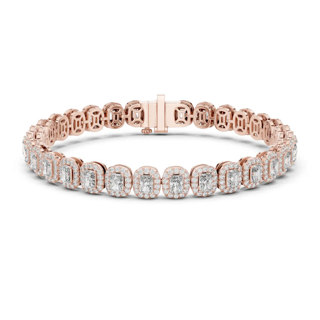 Front View: Oval Diamond Tennis Bracelet with Prong Setting in 14k Rose Gold - Lab Grown - Driona Jewels