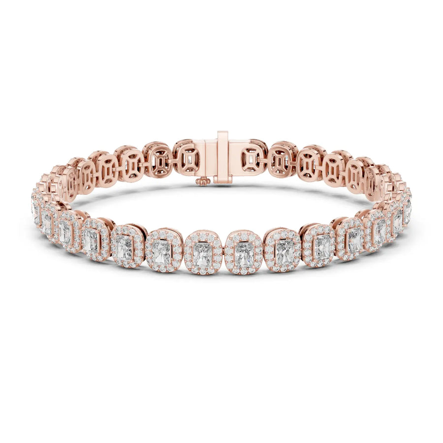 Front View: Oval Diamond Tennis Bracelet with Prong Setting in 14k Rose Gold - Lab Grown - Driona Jewels