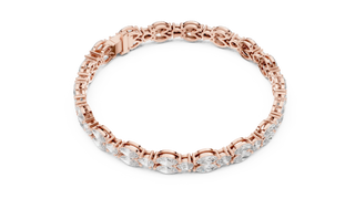 Top View: Oval Diamond Tennis Bracelet with Prong Setting in 14k Rose Gold - Lab Grown - Driona Jewels