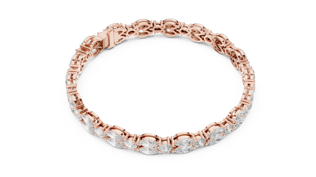 Top View: Oval Diamond Tennis Bracelet with Prong Setting in 14k Rose Gold - Lab Grown - Driona Jewels