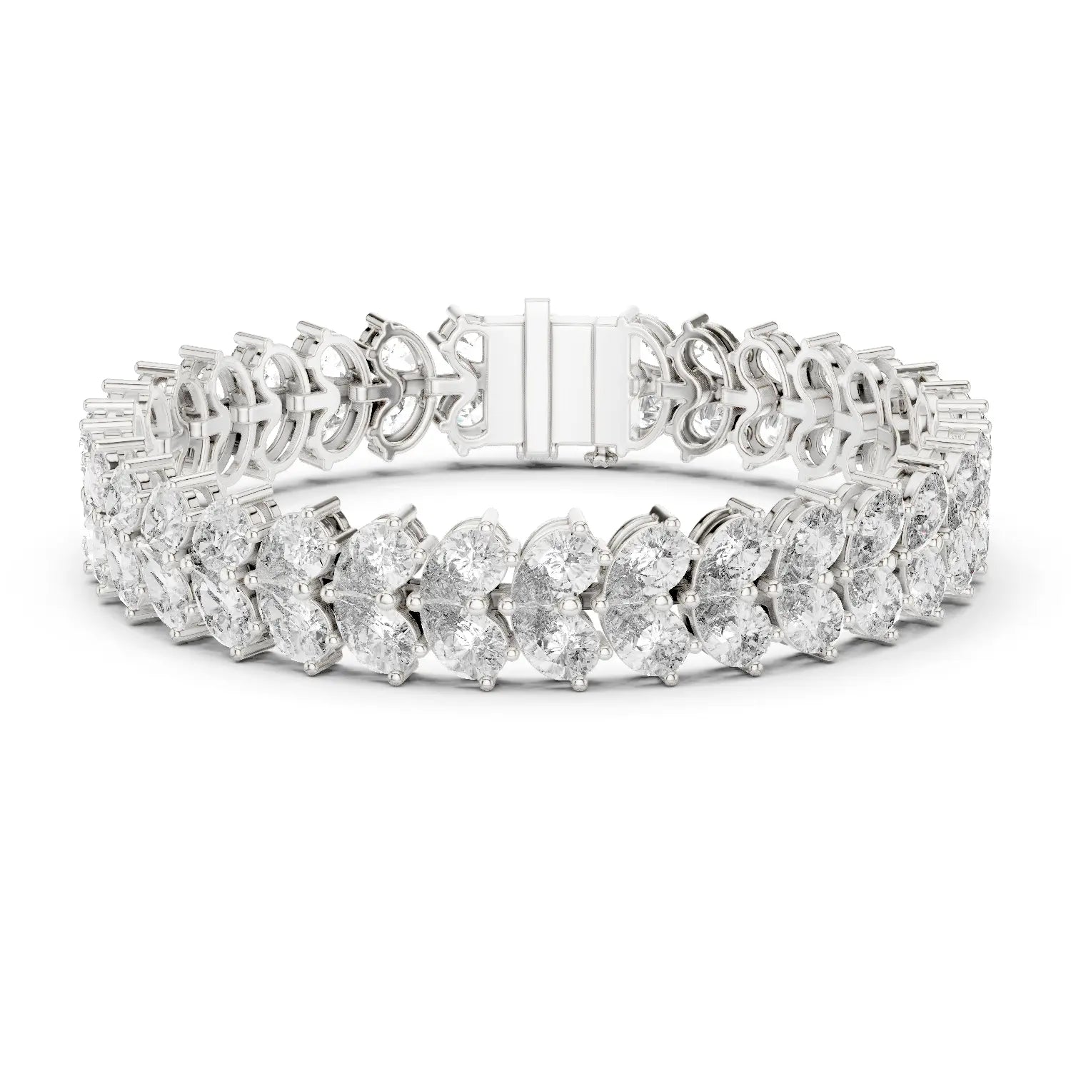 Front View: Oval Diamond Tennis Bracelet with Prong Setting in 14k White Gold - Lab Grown - Driona Jewels