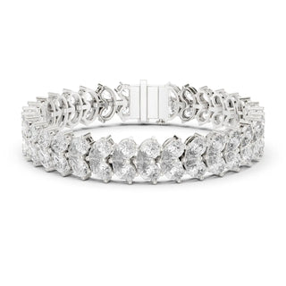 Front View: Oval Diamond Tennis Bracelet with Prong Setting in 14k White Gold - Lab Grown - Driona Jewels