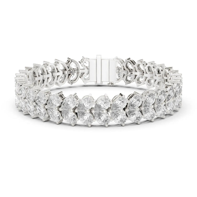 Front View: Oval Diamond Tennis Bracelet with Prong Setting in 14k White Gold - Lab Grown - Driona Jewels