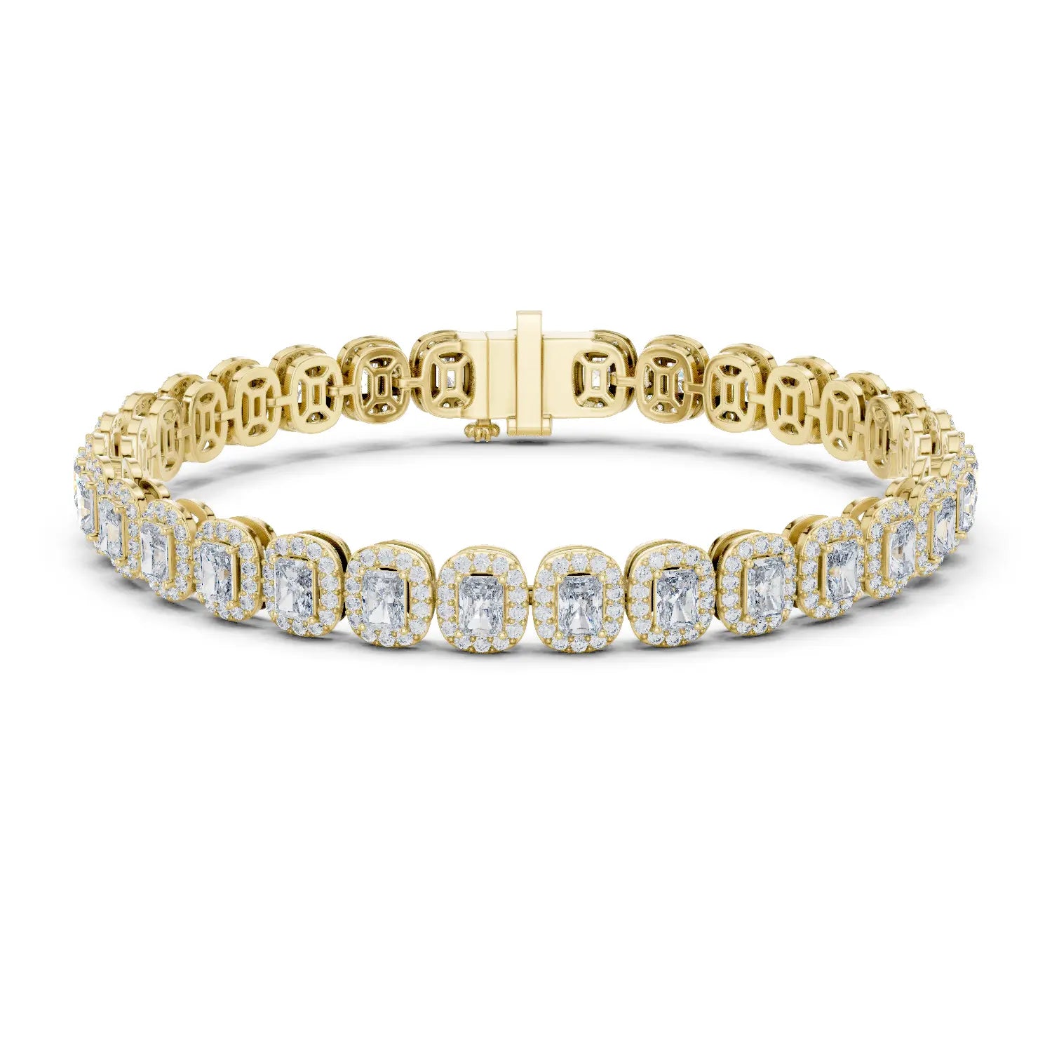 Front View: Oval Diamond Tennis Bracelet with Prong Setting in 14k Yellow Gold - Lab Grown - Driona Jewels