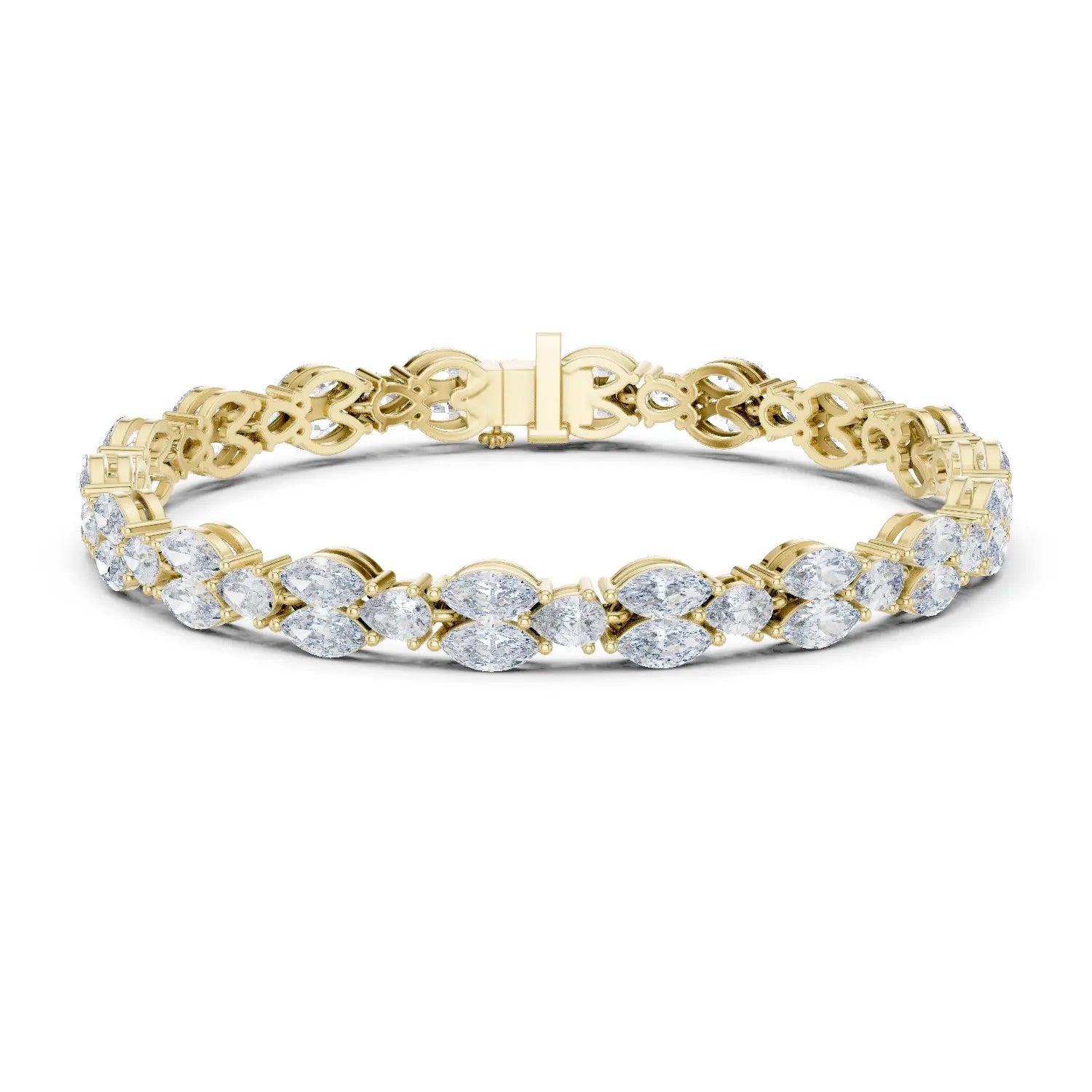 Front View: Oval Diamond Tennis Bracelet with Prong Setting in 14k Yellow Gold - Lab Grown - Driona Jewels