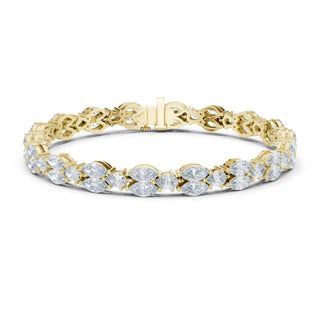 Front View: Oval Diamond Tennis Bracelet with Prong Setting in 14k Yellow Gold - Lab Grown - Driona Jewels