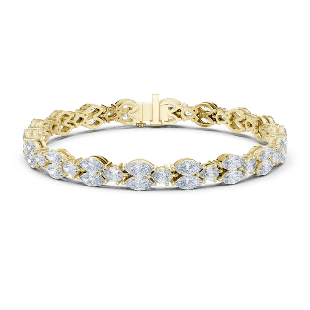 Front View: Oval Diamond Tennis Bracelet with Prong Setting in 14k Yellow Gold - Lab Grown - Driona Jewels