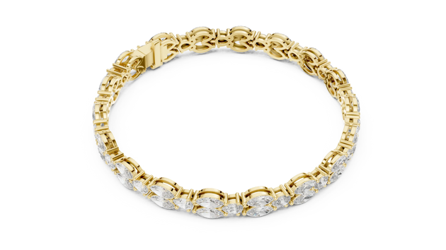 Top View: Oval Diamond Tennis Bracelet with Prong Setting in 14k Yellow Gold - Lab Grown - Driona Jewels