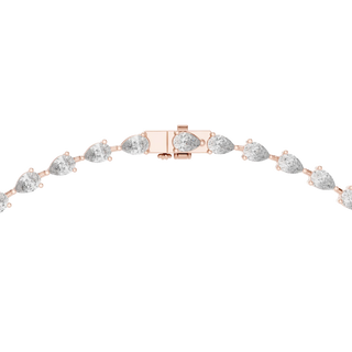 Front View: Pear Cut Diamond Tennis Bracelet with Prong Setting in 14k Rose Gold - Lab Grown - Driona Jewels