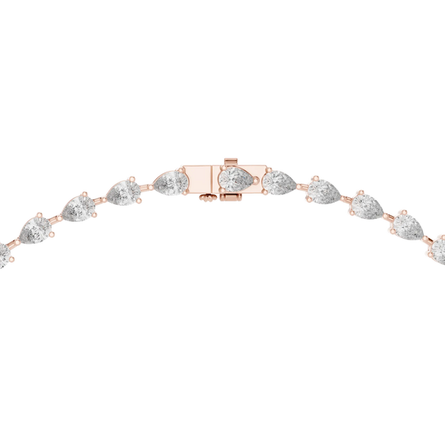 Front View: Pear Cut Diamond Tennis Bracelet with Prong Setting in 14k Rose Gold - Lab Grown - Driona Jewels