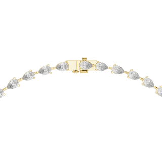 Front View: Pear Cut Diamond Tennis Bracelet with Prong Setting in 14k Yellow Gold - Lab Grown - Driona Jewels