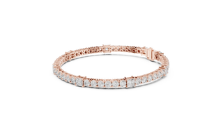 Top View: Princess Cut Diamond Tennis Bracelet with Prong Setting in 14k Rose Gold - Lab Grown - Driona Jewels