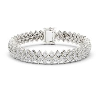 Front View: Princess Cut Diamond Tennis Bracelet with Prong Setting in 14k White Gold - Lab Grown - Driona Jewels