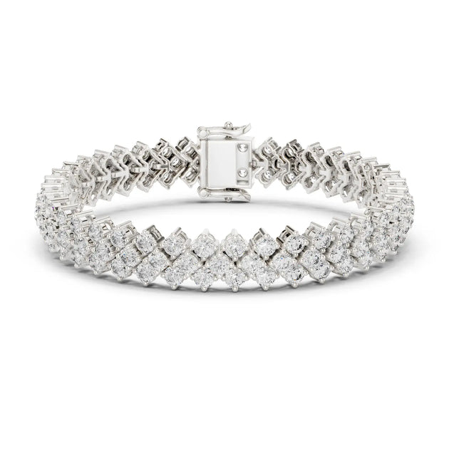 Front View: Princess Cut Diamond Tennis Bracelet with Prong Setting in 14k White Gold - Lab Grown - Driona Jewels