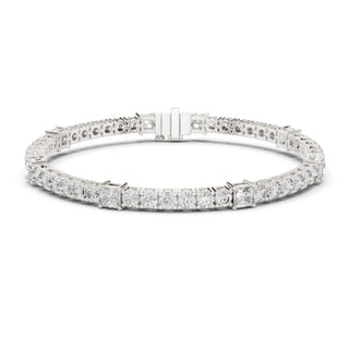 Front View: Princess Cut Diamond Tennis Bracelet with Prong Setting in 14k White Gold - Lab Grown - Driona Jewels