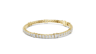 Front View: Princess Cut Diamond Tennis Bracelet with Prong Setting in 14k Yellow Gold - Lab Grown - Driona Jewels