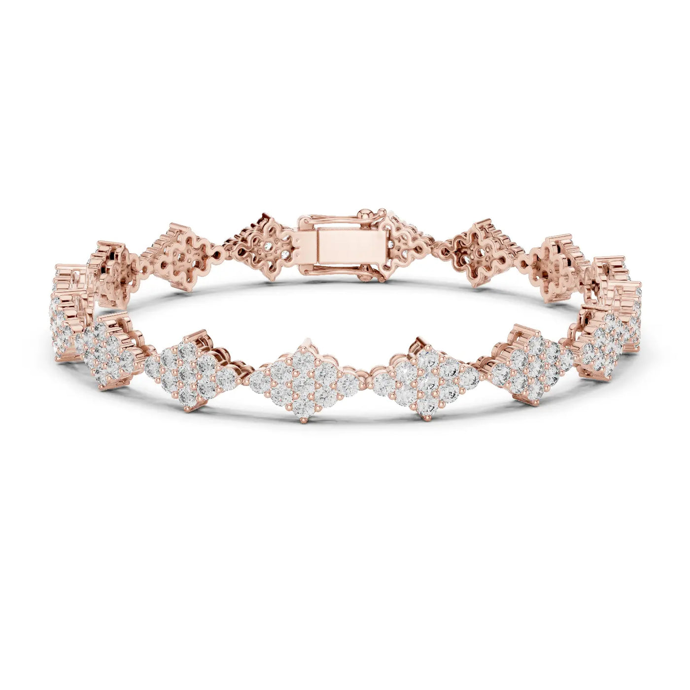 Front View: Round Diamond Tennis Bracelet with Pave Setting in 14k Rose Gold - Lab Grown - Driona Jewels