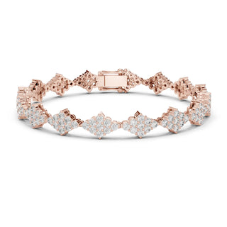 Front View: Round Diamond Tennis Bracelet with Pave Setting in 14k Rose Gold - Lab Grown - Driona Jewels