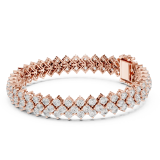 Flat Lay: Round Diamond Tennis Bracelet with Prong Setting in 14k Rose Gold - Lab Grown - Driona Jewels