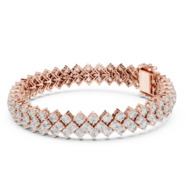 Flat Lay: Round Diamond Tennis Bracelet with Prong Setting in 14k Rose Gold - Lab Grown - Driona Jewels