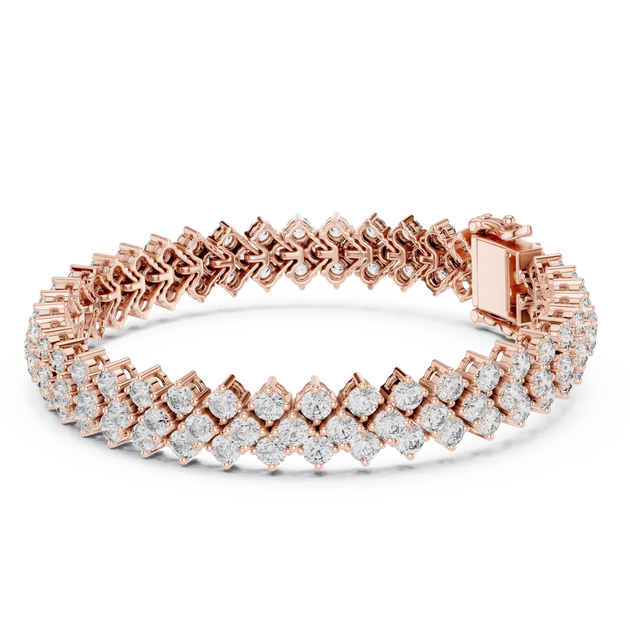 Flat Lay: Round Diamond Tennis Bracelet with Prong Setting in 14k Rose Gold - Lab Grown - Driona Jewels